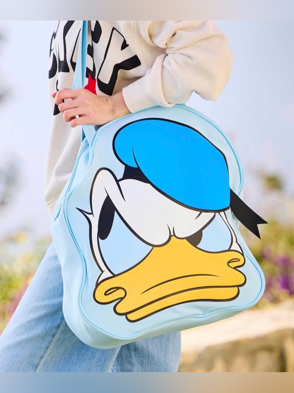 Disney Parks Disneyland Resort Donald Duck Big Face Jumbo Canvas Tote Bag NWT